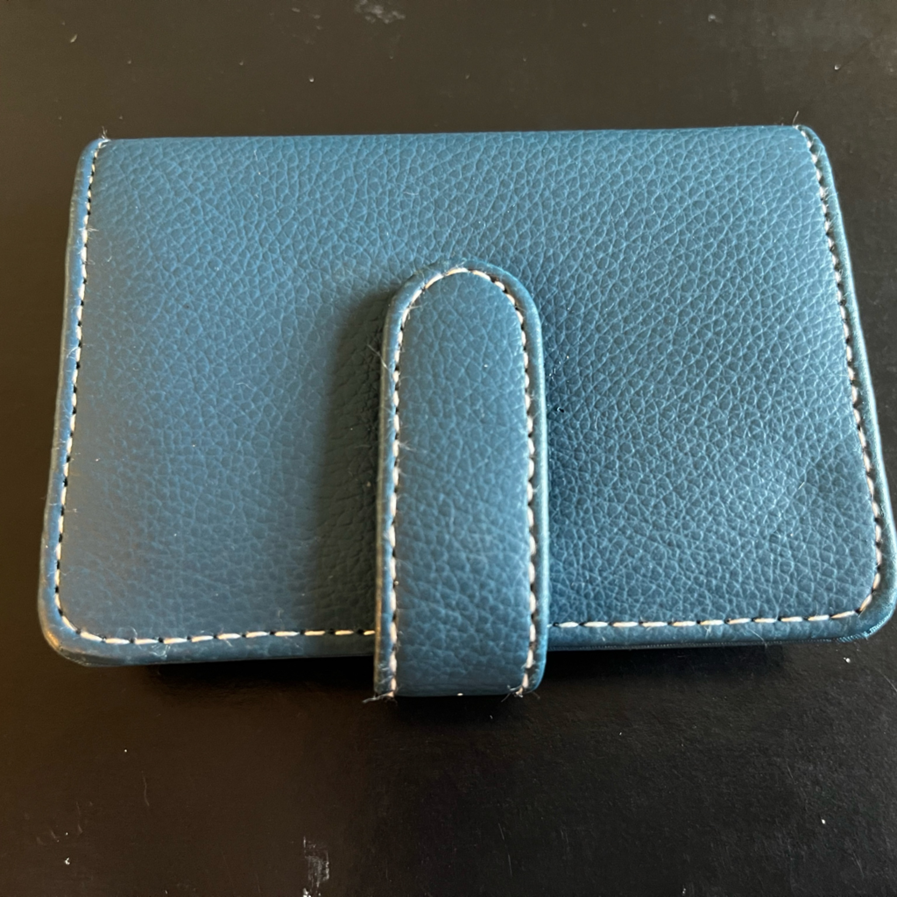 Blue Leather Card Holder Wallet